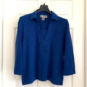 Designers Original Top Petite XL Blue Collar Tee Long Sleeves T-shirt